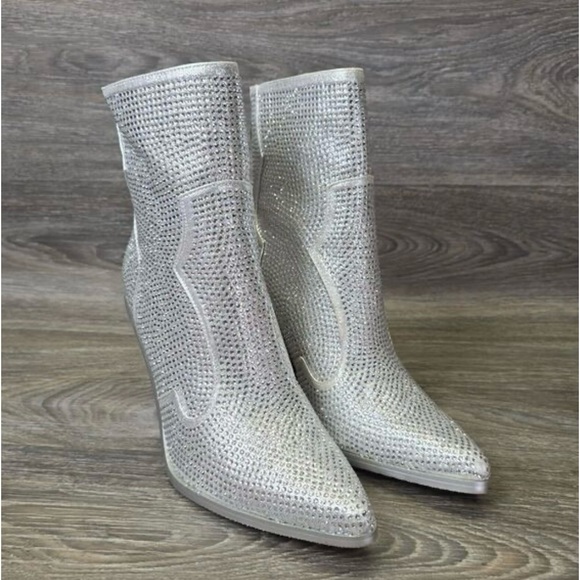 New Azalea Wang Rhinestone Crystal Embellished Cowboy Boots 11 🌟🌟 - Picture 7 of 13